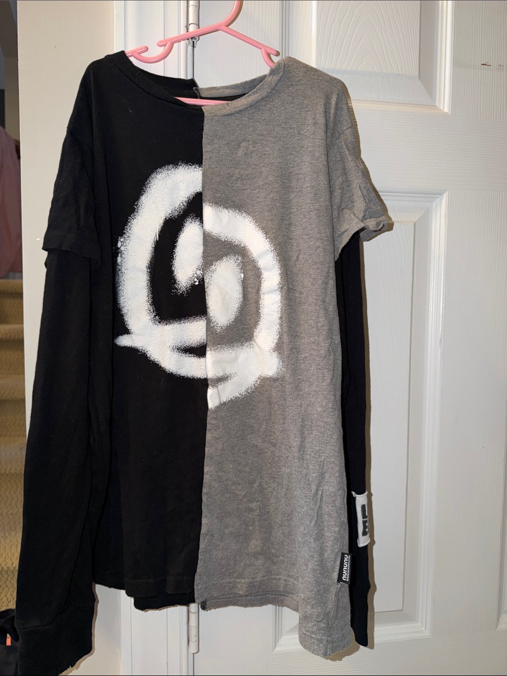 NUNUNU Kids Two-Tone Black & Gray Graphic Long Sleeve Tee